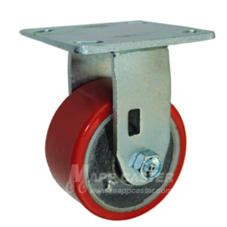 Mapp Caster 4"X2" Red Polyurethane on Iron Wheel Rigid Caster - 800 Lbs Capacity 146PURB420R